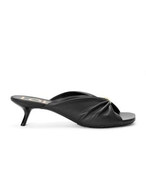 Loewe X Paula's Ibiza Leather Pebble Heeled Mules 45 - Black