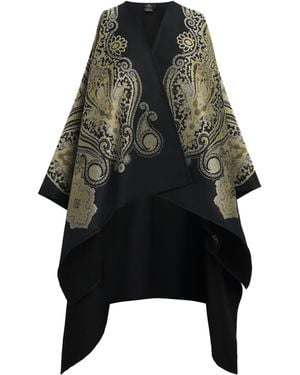 Etro Wool-Blend Paisley Cape - Black