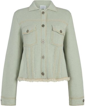 Barrie Cashmere-Blend Pleated Denim Jacket - Green