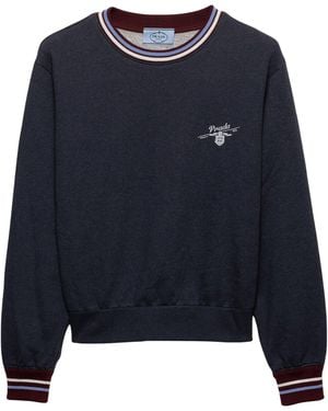 Prada Cotton Fleece Logo Sweatshirt - Blue