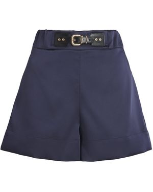 Maje Satin Belted Shorts - Blue