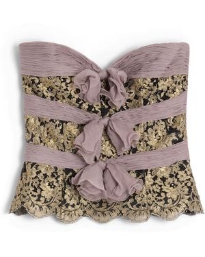 Valentino Silk Bow Corset Top - Grey