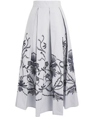 Eleventy Cotton Embroidered Maxi Skirt - White