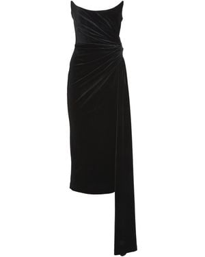 Alex Perry Velvet Twist Midi Dress - Black