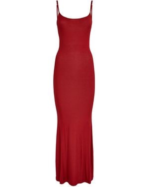 Skims Ribbed Soft Lounge Slip Dress - Red