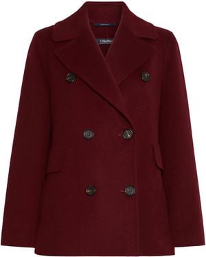Max Mara Virgin Wool Double-Breasted Short Coat - Purple