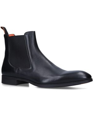 Santoni Leather Simon Chelsea Boots - Blue