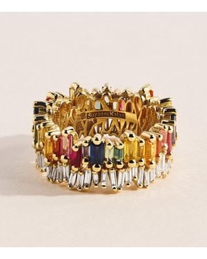 Suzanne Kalan Diamond And Sapphire Double Stack Eternity Ring - Metallic