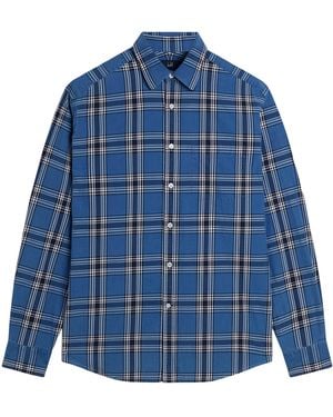 dunhill Cotton Check Print Shirt - Blue