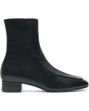 Herbert Levine Leather Shadow Ban Ankle Boots 30 - Black