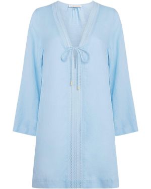 Heidi Klein Linen Ponza Mini Kaftan - Blue