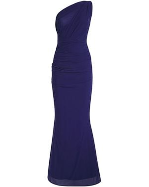 Talbot Runhof Gathered Tulle Maxi Dress - Blue
