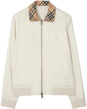 Burberry Cotton Gabardine Harrington Jacket - Natural