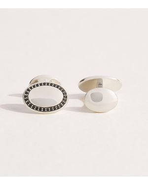 Deakin & Francis Sterling And Spinel Oval Cufflinks - Natural