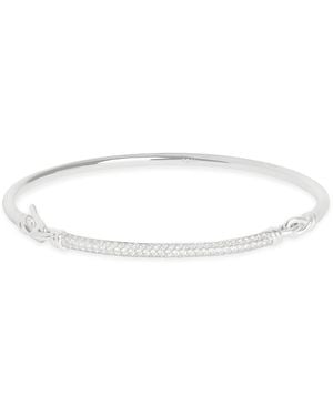 Astrid & Miyu Rhodium-Plated Pavé Knot Bangle - White