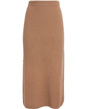 LeKasha Organic Cashmere Midi Skirt - Brown