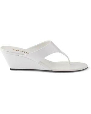 Prada Patent Leather Wedge Thong Sandals 55 - White