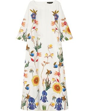 Marina Rinaldi Cotton Floral Maxi Dress - White