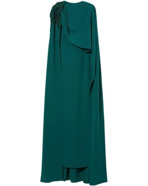 Marina Rinaldi X Tony Ward Embellished Gown With Cape - Green