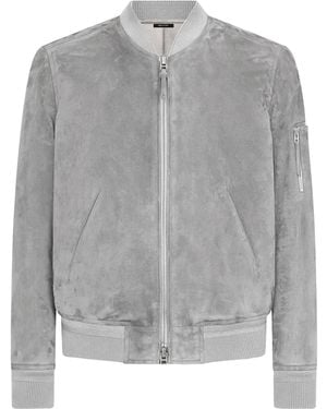 Tom Ford Suede Bomber Jacket - Grey