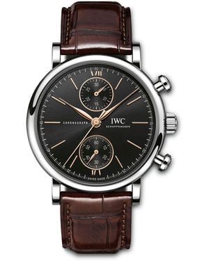 IWC Schaffhausen Stainless Steel Portofino Chronograph Watch - Black
