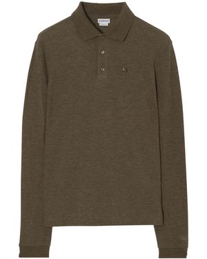 Burberry Wool-Cotton Long-Sleeve Polo Shirt - Green