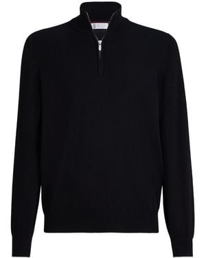 Brunello Cucinelli Cashmere Quarter-Zip Jumper - Blue