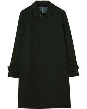 Burberry Highgrove X Cotton Gabardine Long Car Coat With Warmer - Black