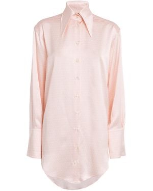 Laura Pitharas Silk Oversized-Collar Shirt - Pink