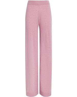 Allude Wool-Cashmere Crystal-Embellished Trousers - Pink