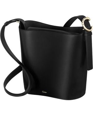 Cartier Small Leather Panthère C De Bucket Bag - Black
