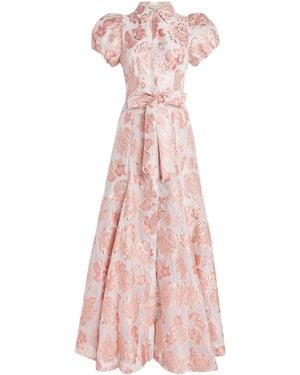 Alice + Olivia Floral Jacquard Henrietta Maxi Dress - Pink
