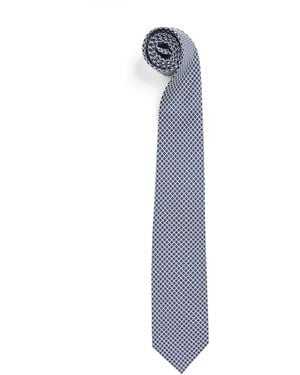 Isaia Silk Houndstooth Jacquard Tie - Blue