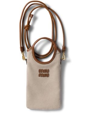 Miu Miu Canvas Logo Phone Case - Natural