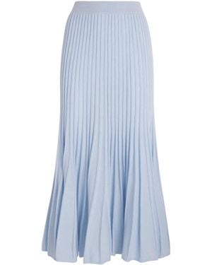 arch4 Cashmere Pleated Sabrina Midi Skirt - Blue