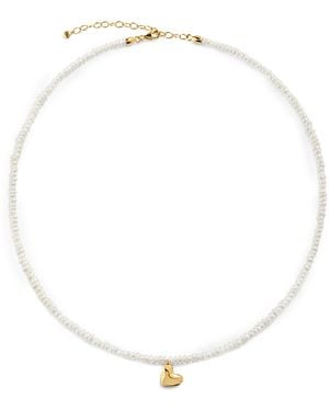 Monica Vinader Mini Vermeil And Pearl Heart Necklace - White