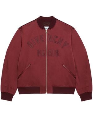 Givenchy Satin Logo Bomber Jacket - Red