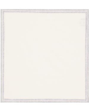 Eleventy Wool-Cotton Stripe Pocket Square - Natural