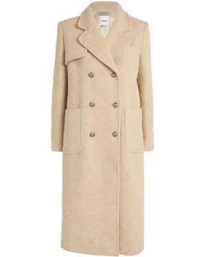 Sandro Bouclé Tweed Double-Breasted Coat - Natural