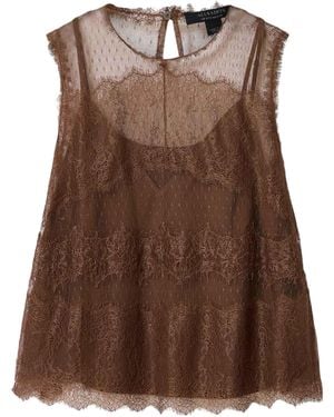 AllSaints Tulle Lace-Trimmed Clara Blouse - Brown