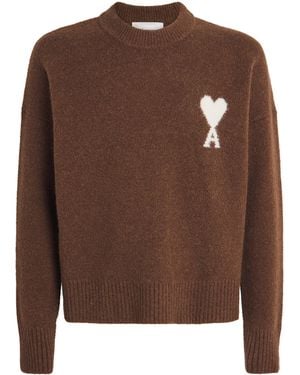 Ami Paris Alpaca-Blend Ami De Coeur Jumper - Brown