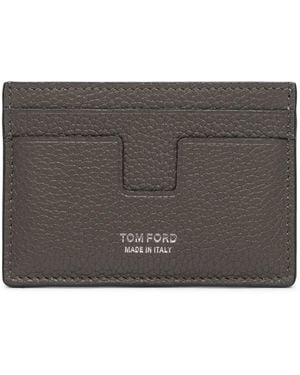 Tom Ford Grained Leather T-Line Card Holder - Black