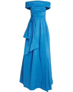 Talbot Runhof Taffeta Off-The-Shoulder Gown - Blue