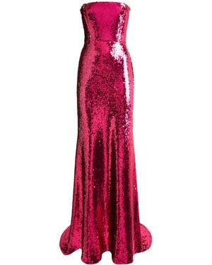 Alex Perry Sequin Strapless Gown - Red