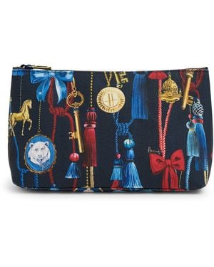 Harrods Medium Canvas Tassel Wash Bag - Blue