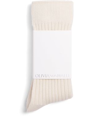 Olivia Von Halle Silk-Cashmere-Blend Spencer Socks - White