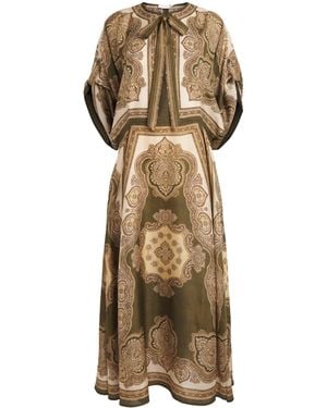 Zimmermann Printed Mahon Midi Tunic Dress - Metallic