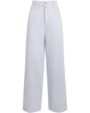 Claudie Pierlot Double-Waistband Wide-Leg Jeans - White