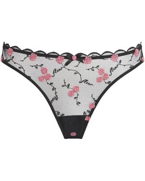 Fleur du Mal Rose And Vine Thong - Grey