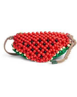 ALÉMAIS Mini Beaded Watermelon Shoulder Bag - Red